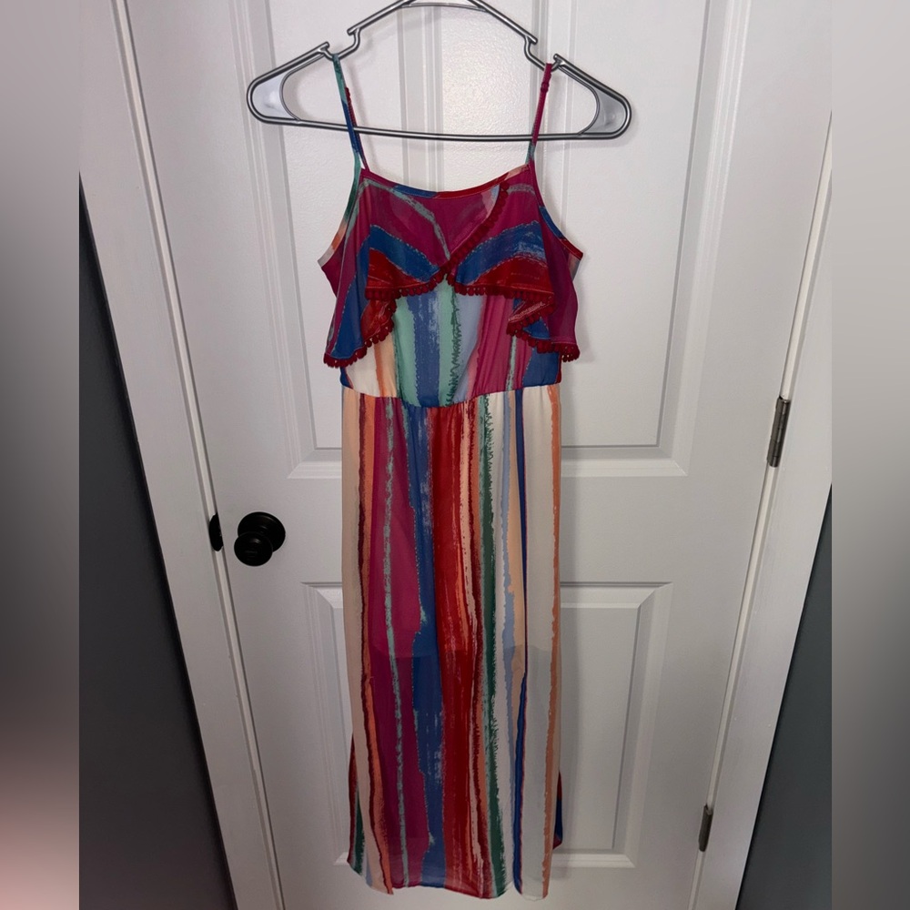 Candie's Pink and Blue Striped Ruffle Sundress